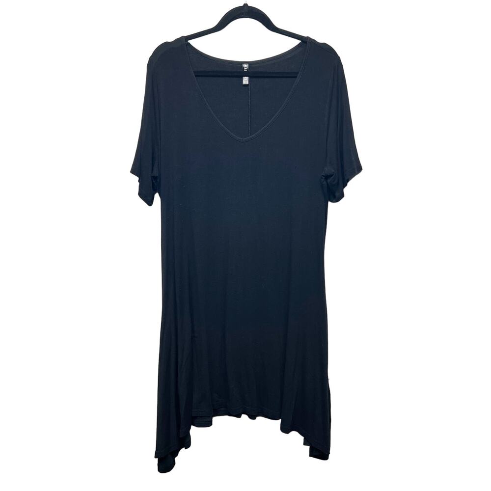Allegrace Women's Pullover Short Sleeve Shark Bite Hem Tunic Shirt Dress Size 1X